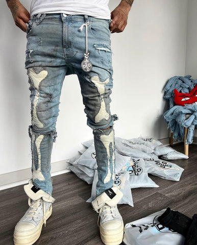 Ash blue bones denim